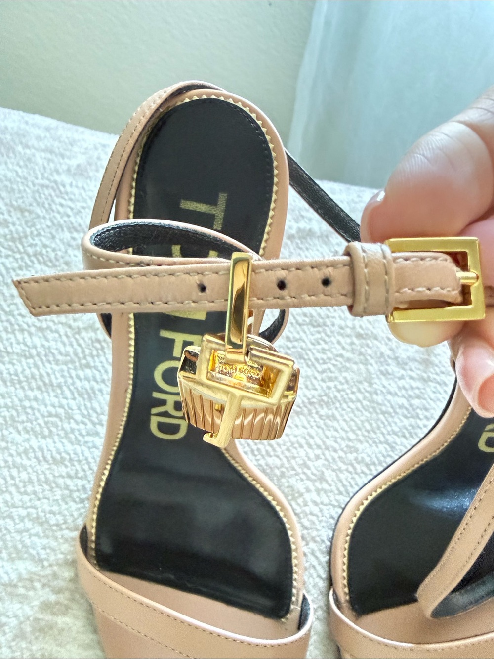 TOM FORD
Lock Stiletto Sandals size 37 color: Flesh - Picture 3 of 14